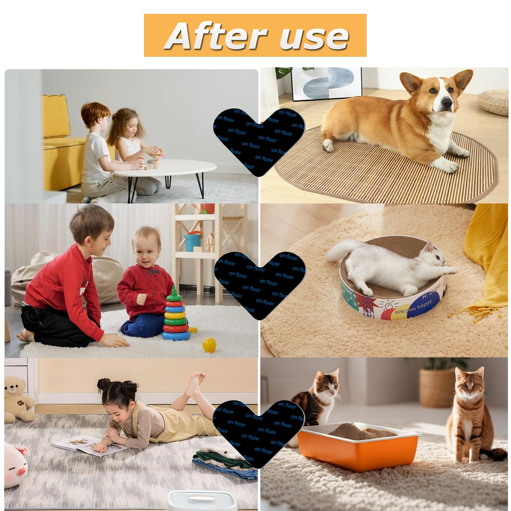 12 Patchs Anti-Dérapants Pour Tapis - Réutilisables Et Lavables - Pour Sols Bois, Carrelage