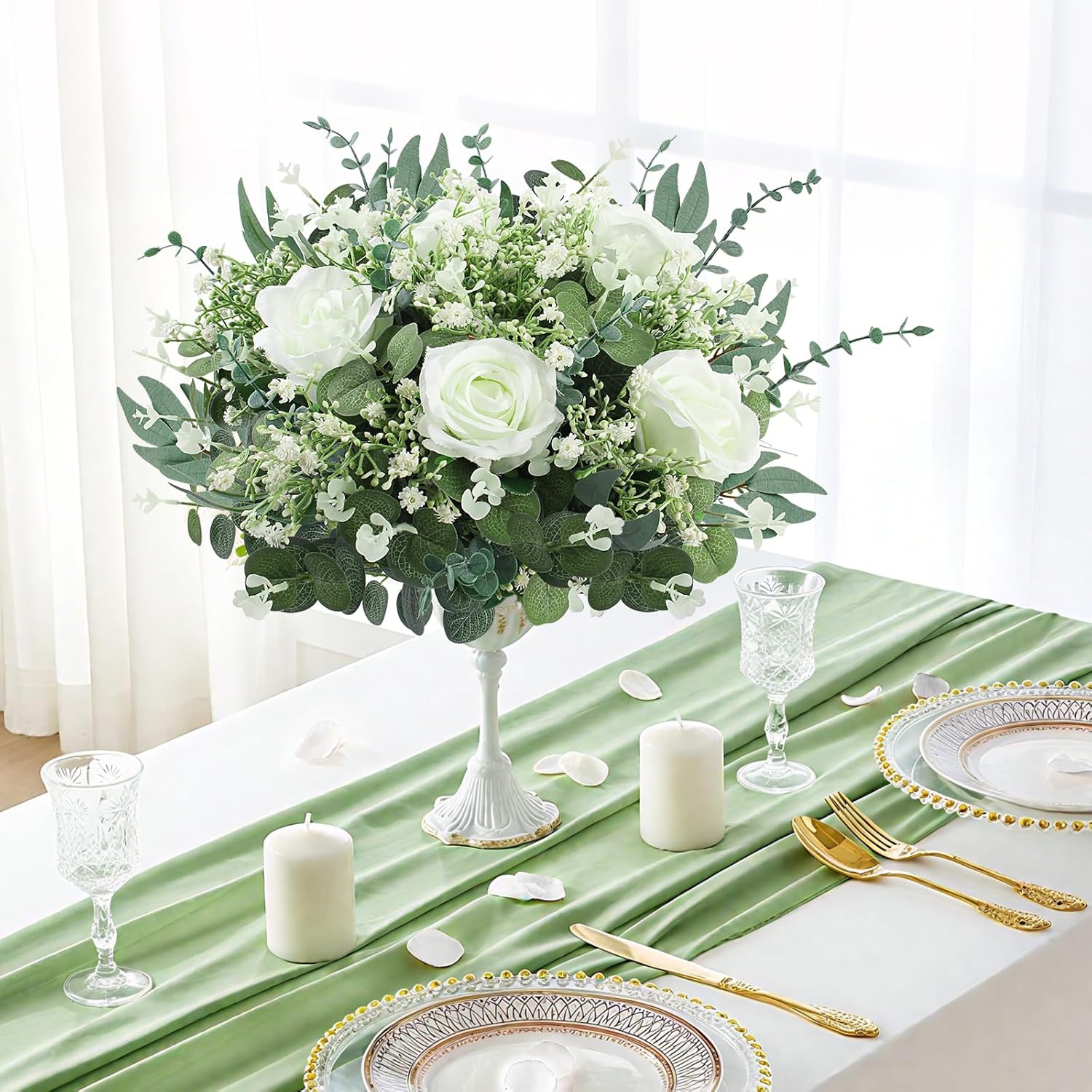 108 PCS Baby's Breath Artificial Flowers - Babys Breath Flowers with Eucalyptus Stem Bulk - Real Touch Fake Gypsophila Bouquets for Wedding Decor, Party Arrangements, Home Decoration, DIY Crafts