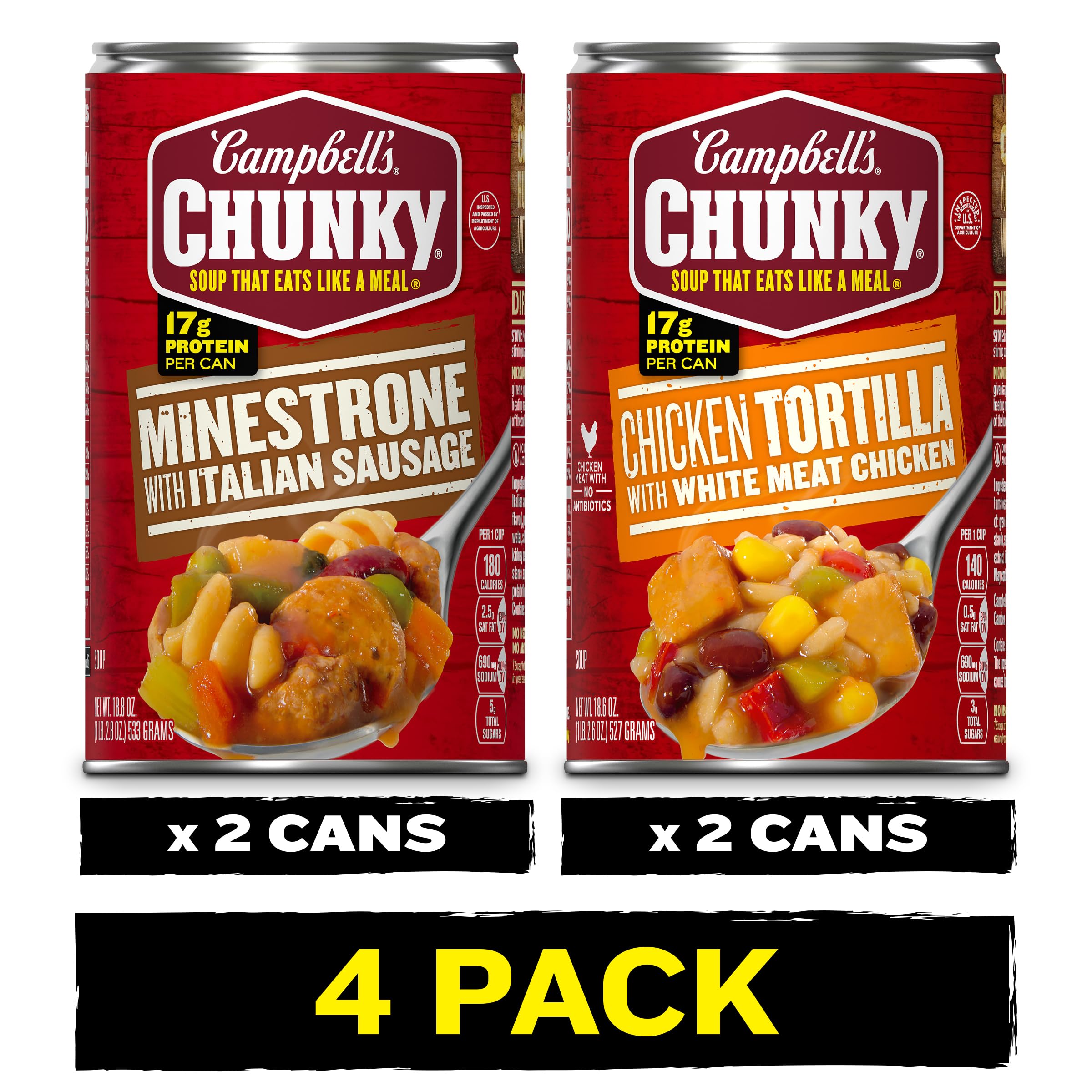 (Bundle of 4) Campbell’s Chunky Soups Variety Bundle