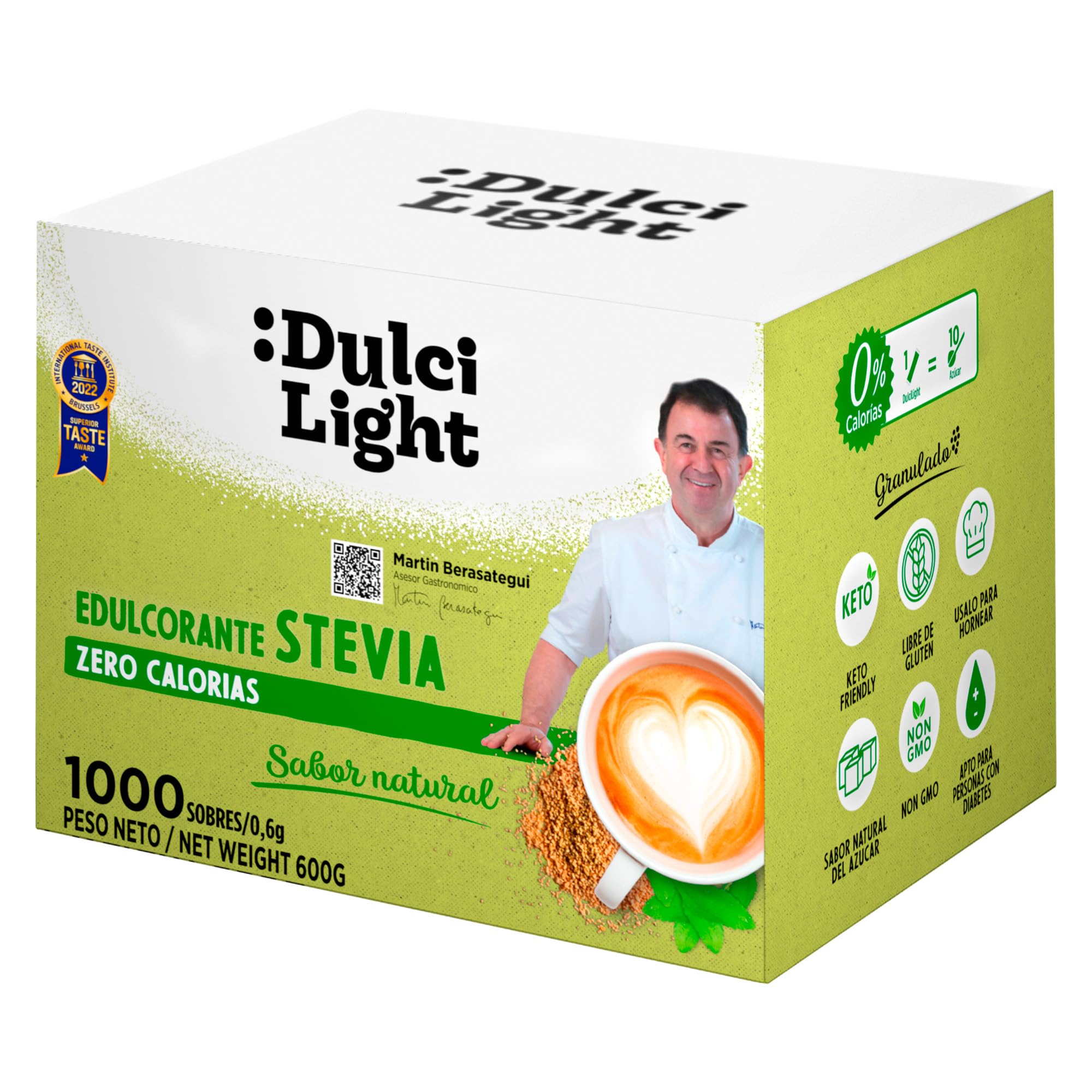 Édulcorant Stevia Zero Calorie en 1000 Buchettes de 1g Dulcilight