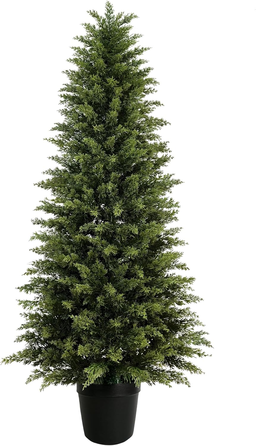 Mavis's Diary 6ft Artificial Cedar Topiary Tree, Set of 1 Realistic Faux Evergreen Shrub Plant in Planter, Indoor Outdoor Fake Cedar Tree for Front Porch, Entryway, Office & Home Decor