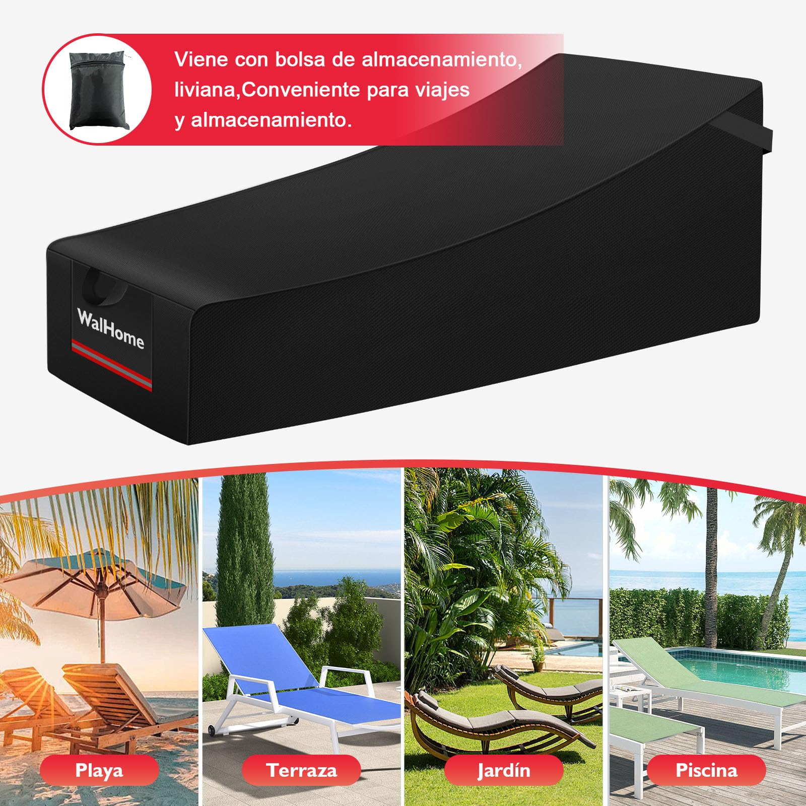 Funda para chaise longue de Patio, resistente al agua, resistente al agua, resistente a los rayos UV, funda de chaise longue de ratán