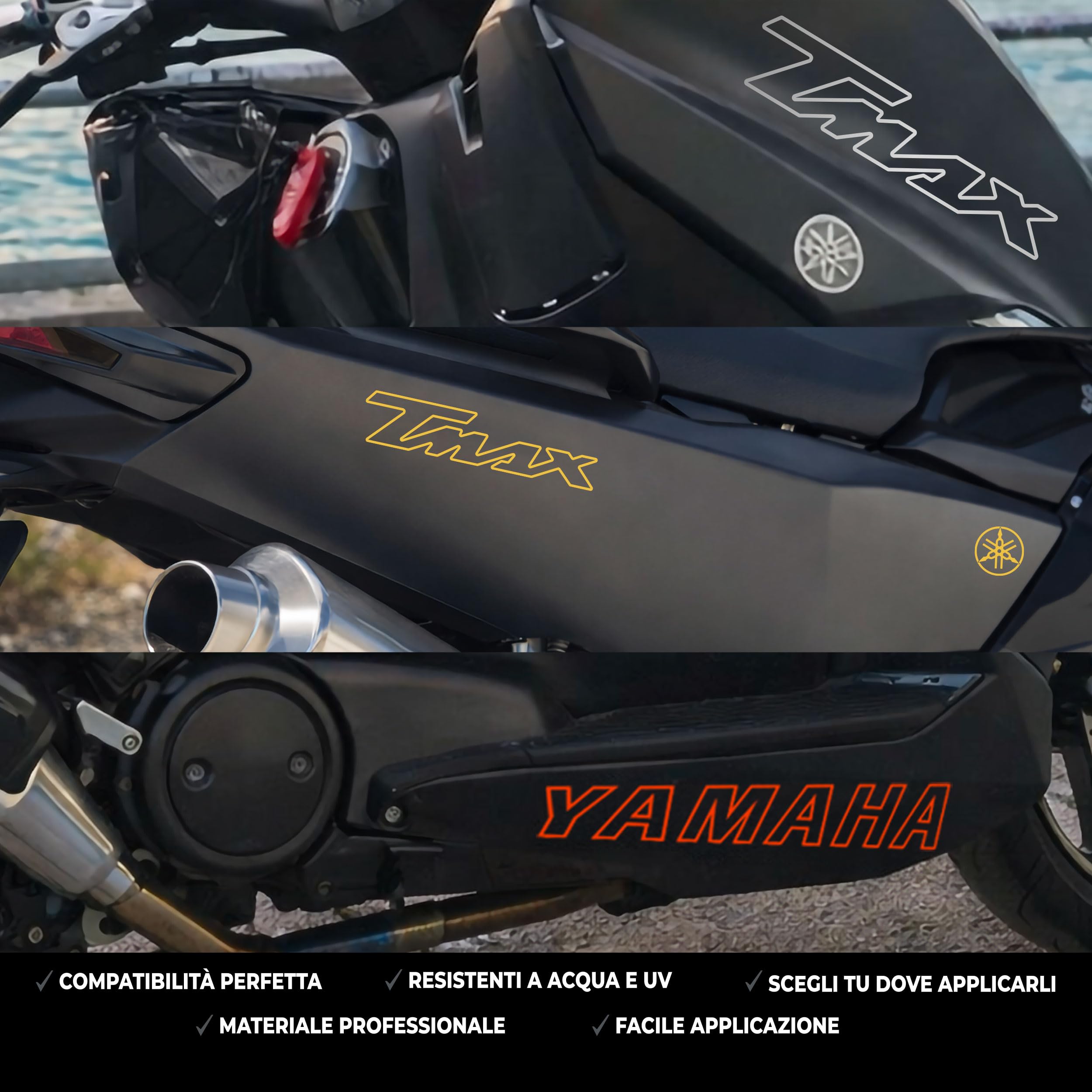Adesivi Compatibili con Yamaha TMAX 500/530 / 560 – Kit Sticker Moto Scooter in Vinile Alta Qualità – Impermeabili, Resistenti UV – Facile Applicazione – Vari Colori
