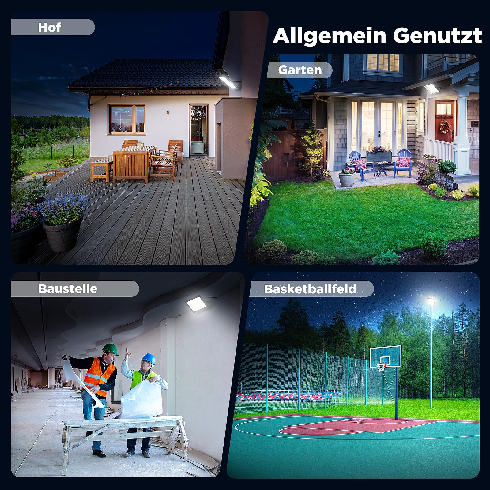LED Strahler Außen 100W IP66 11000LM 6500K Kaltweiß (100W2P)