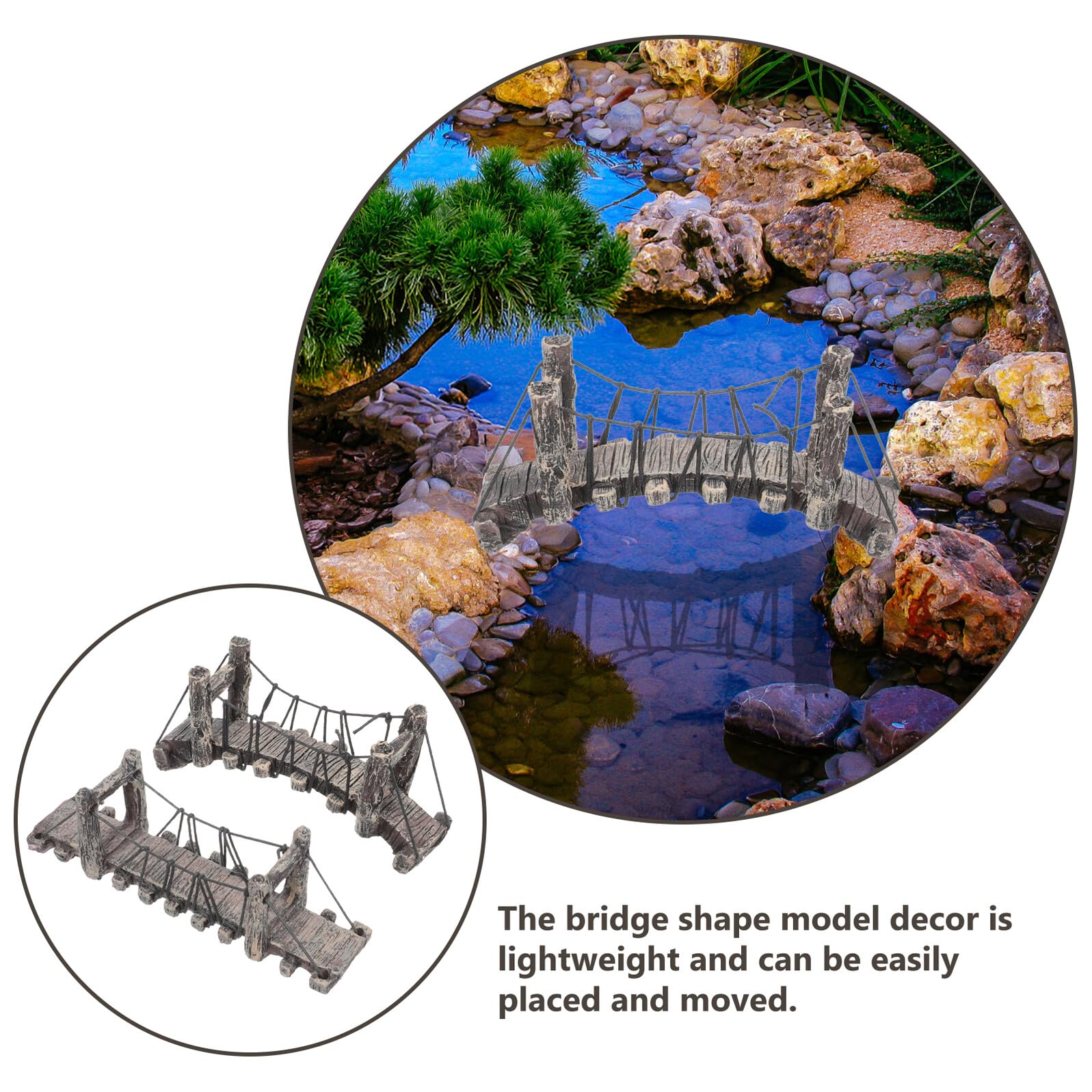 2pezzi Miniature Garden Bridge Decor Lightweight Resin Landscape Ornaments for And Bonsai Decoration