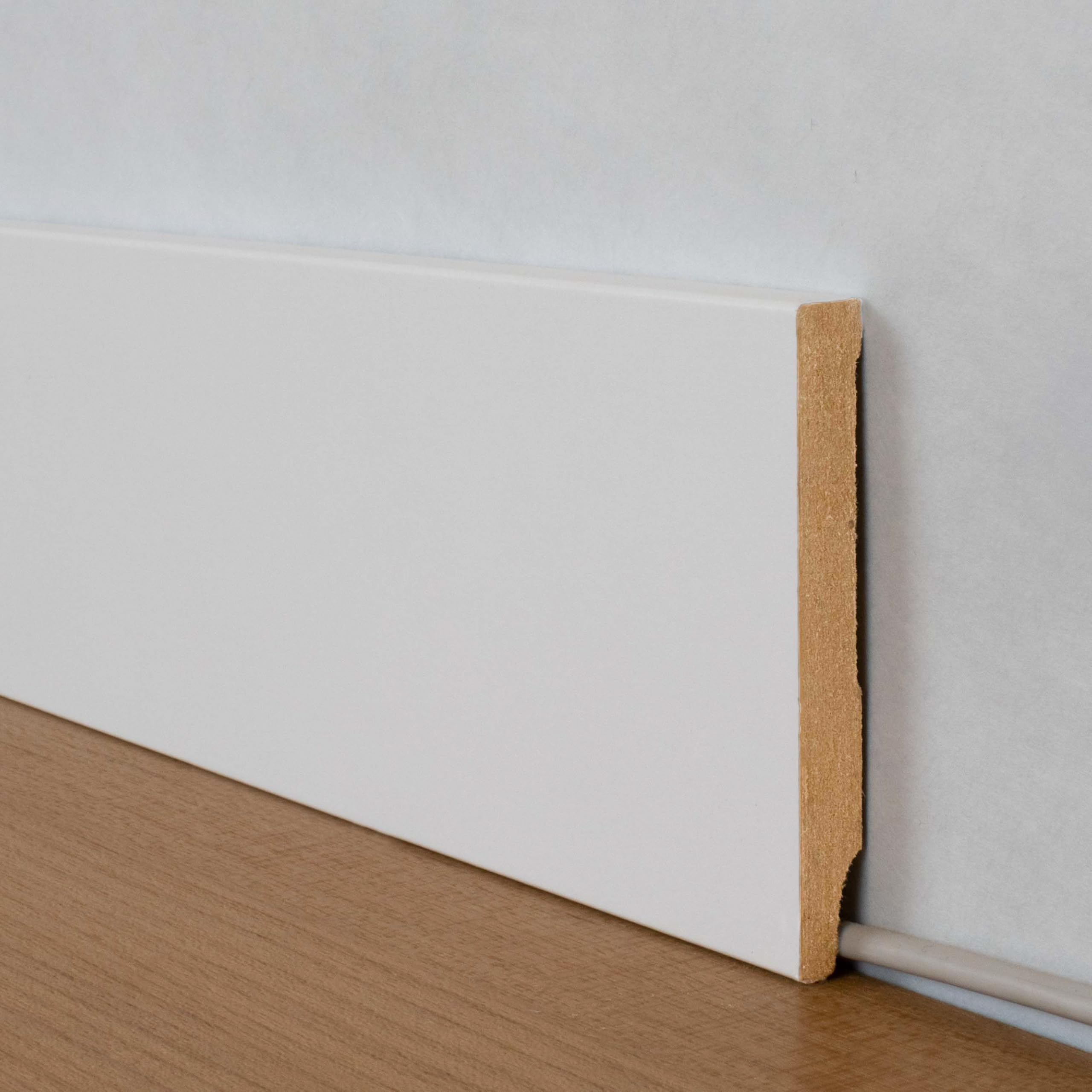 PROVISTON - Battiscopa in MDF, 13 x 110 x 2500 mm, nucleo in MDF laminato, bianco, per incollare, viti e chiodi, 25 m, 10 pezzi