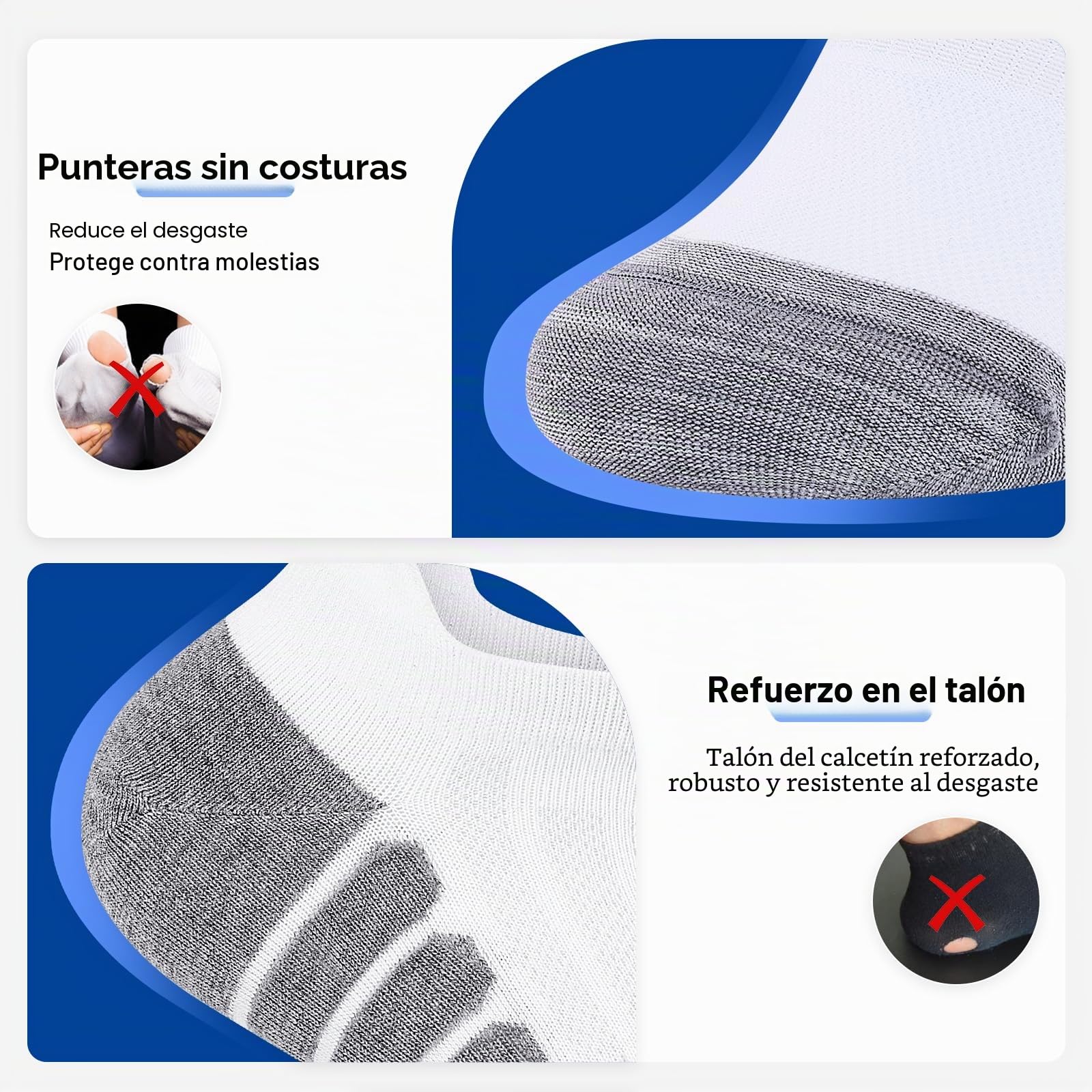 10 Pares Calcetines Tobilleros Hombre Mujer, Calcetines Cortos Hombre de Algodon Transpirable, Cómodo con Malla Transpirable