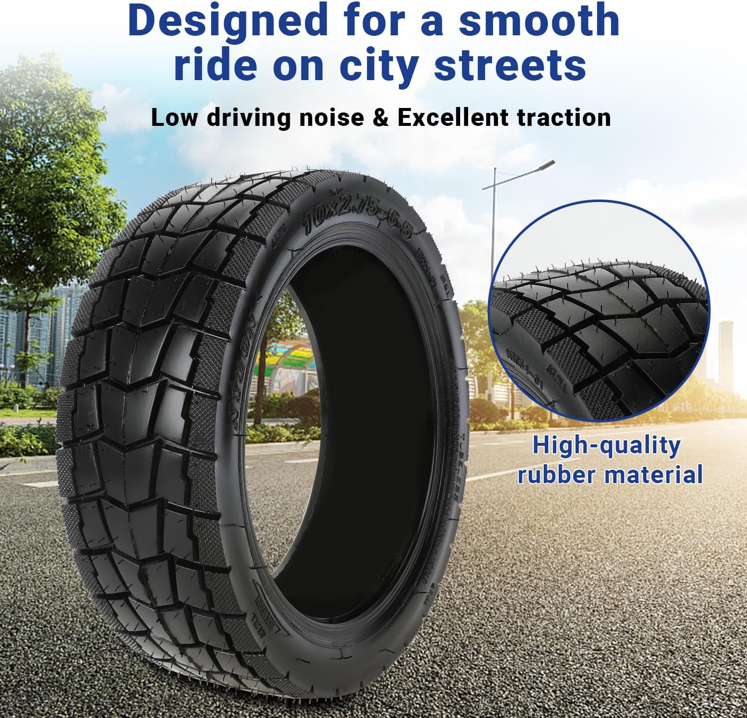 10x2.75-6.5 Scooter Tire Tubeless Compatible with Speedway 5 Dualtron 3 Hover-1 Alpha iScooter iX3 iX4, 70/65-6.5 10 Inch Electric Scooter Tires Replacement for Hiboy Titan PRO Emove Cruiser