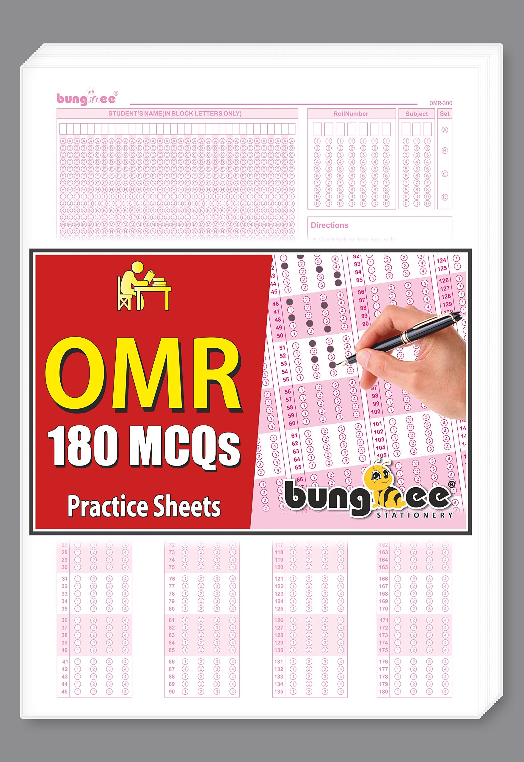 Bungbee OMR Sheets for Practice 180 MCQs - 210 Pages / 105 Loose Sheets, Both Side Print A4 Size [Loose Leaf] Loose Leaf
