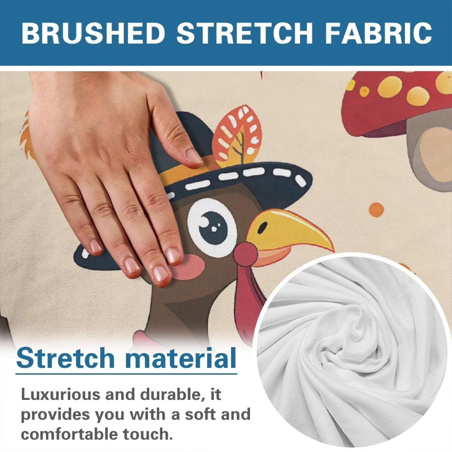 FOR U DESIGNS Cute Turkey Recliner Slipcover with Elastic Loops for Reclining Chairs Stretch Sofa Cover Easy Install Washable Living Room Furniture Protector