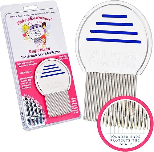 Fairy LiceMothers MagicWand Peine de metal para piojos – Peine para piojos – Sin liendres – Duradero y fácil de usar – Peine suave para eliminar