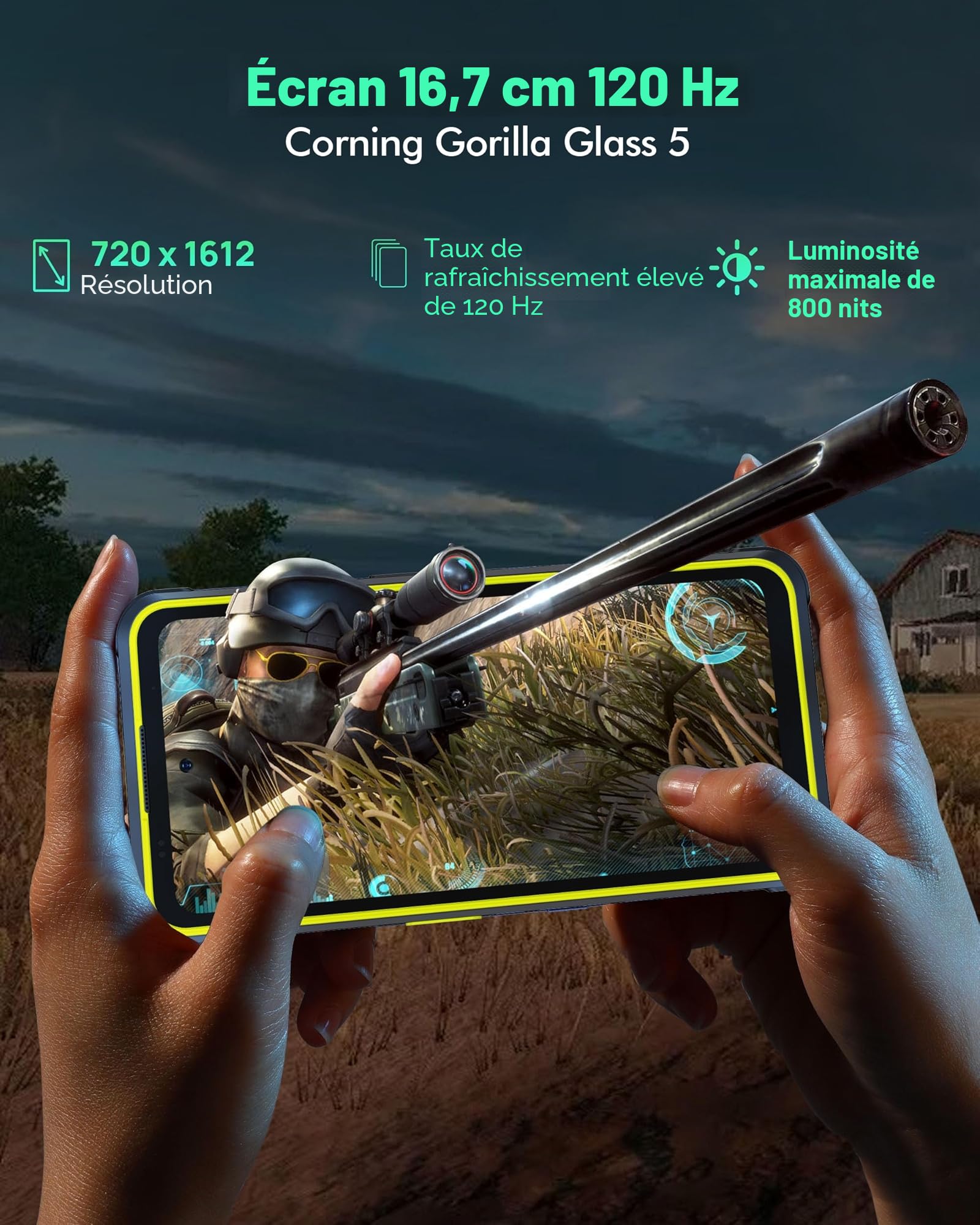 Ulefone Armor X31 Pro Téléphone Portable Incassable 5G, 6050mAh Batterie Smartphone 16Go+256Go/SD-2TB Android 14 Caméra 64MP+25MP, 6,56" 120Hz 3-Slots/Flashlight/Face ID/Fingerprint/GPS/OTG/NFC Noir