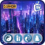 Cyberpunk City Night TV - Neon Ambience with a Live Forecast Display