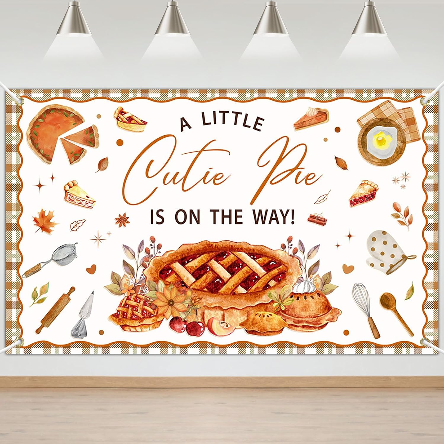 Avezano Cutie Pie Baby Shower Decorations Banner A Little Cutie Pie is on The Way Baby Shower Backdrop Fall Baking Cookie Theme Newborn Party Supplies (7 x 5 ft)