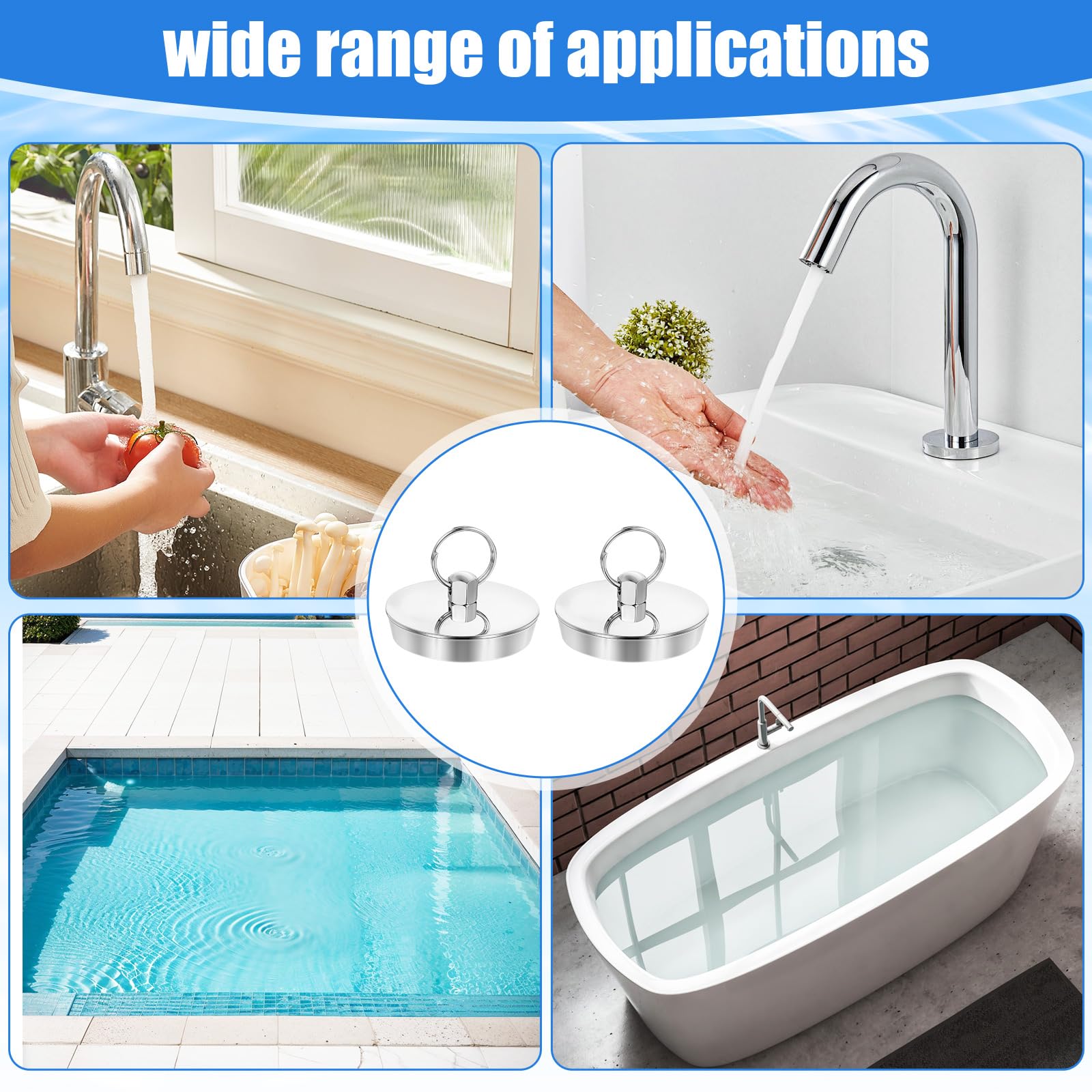 Badewannenstöpsel Für 42–46 Mm Abfluss – Aus Edelstahl & Silikon, Universell Für Spüle, Badewanne, Küche