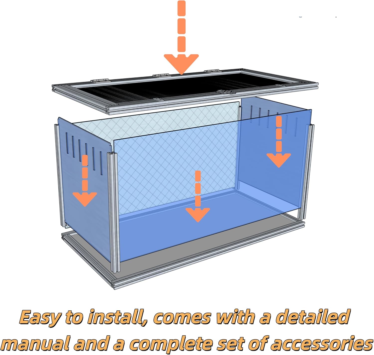 Large Hamster Cage, 32 x 16 x 16 in Chew-Proof Metal Frame, Clear Acrylic with Vent Holes, Hinged Top with Stainless-Steel Mesh — Hamster Enclosure