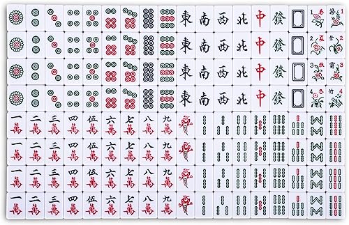 Miniatura 7 de drizzle Juego de mahjong de 1.181 in azul  144 azulejos de tamaño mediano con bolsa de panda y bastidores  Juego de mesa tradicional chino  Fiesta
