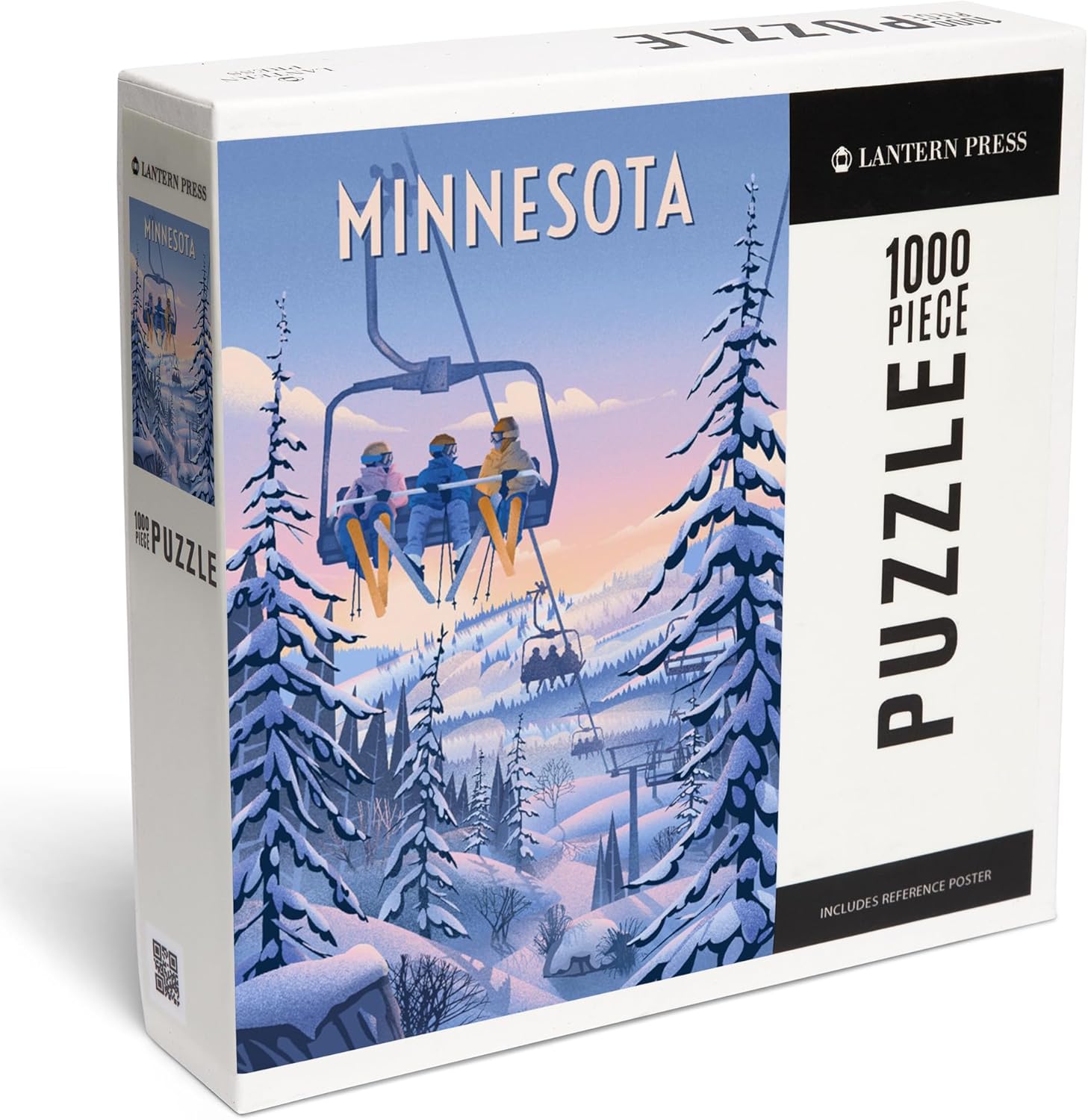 "Lantern Press Minnesota, Chill on The Uphill, Ski Lift, 1000 Piece Jigsaw Puzzle for Adults, Made in USA with Reference Poster"