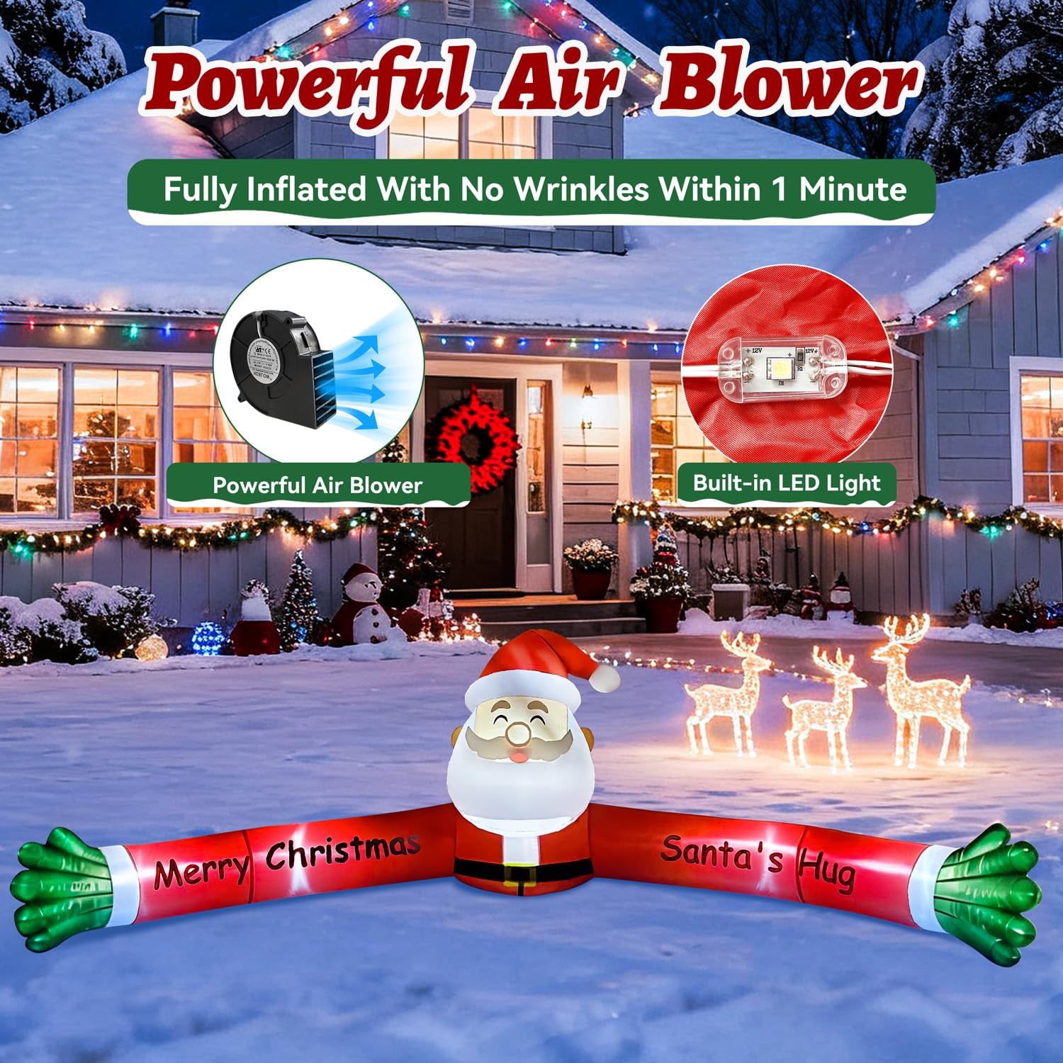 10 FT Christmas Blow Up Yard Decorations, Christmas Santa Inflatable Outdoor Decoration Built-in Bright LED Light, Outdoor Inflatable Christmas Decorations for Garden Patio Lawn Xmas Decorations