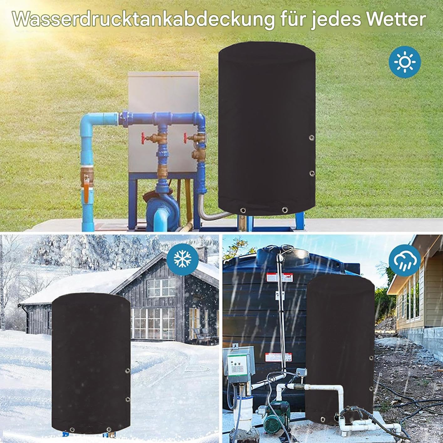 Para Tanque De Pozo 600D Tela Oxford Resistente A La Intemperie | Cubierta con Aislamiento 5 Capas para Tanque Acuático Tejido Oxford 600D Resistente Impermeable Exterior Patio Césped