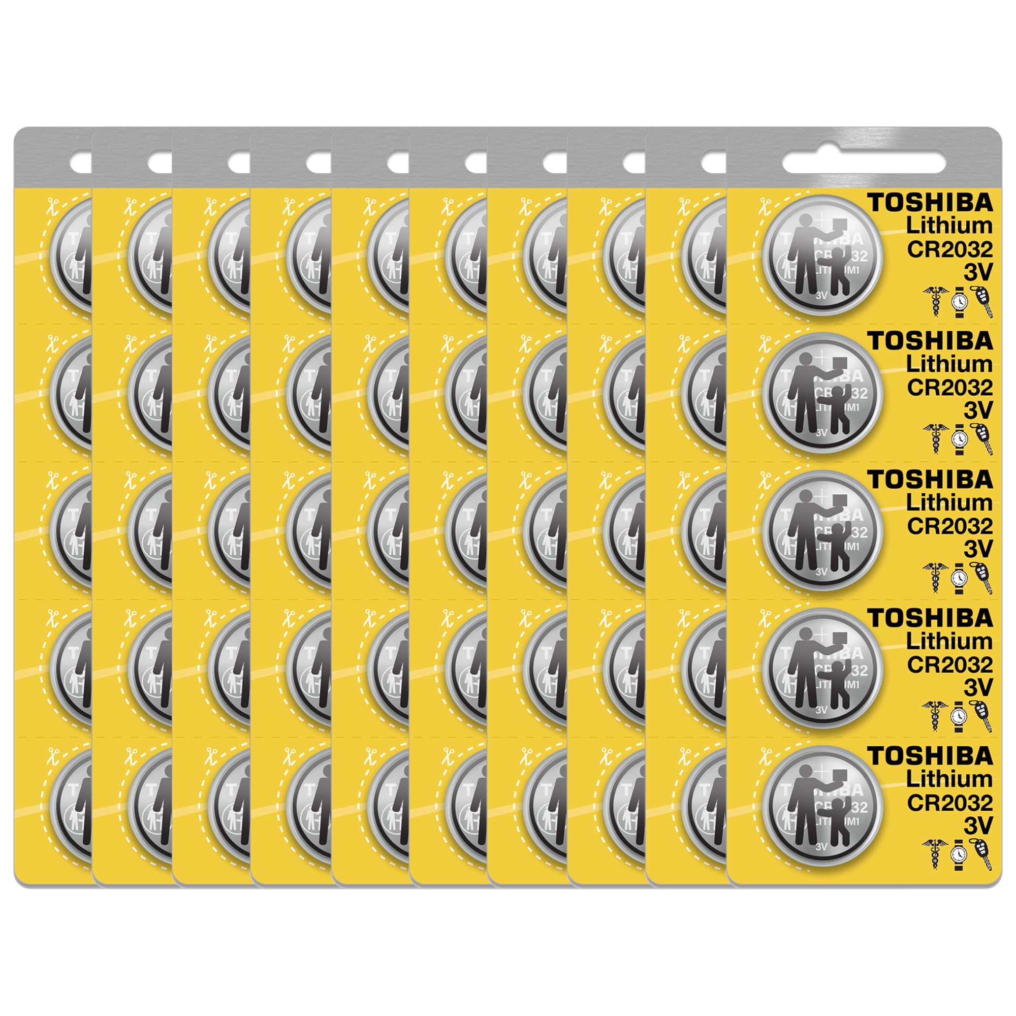Toshiba CR2032 Battery 3V Lithium Coin Cell (50 Batteries)