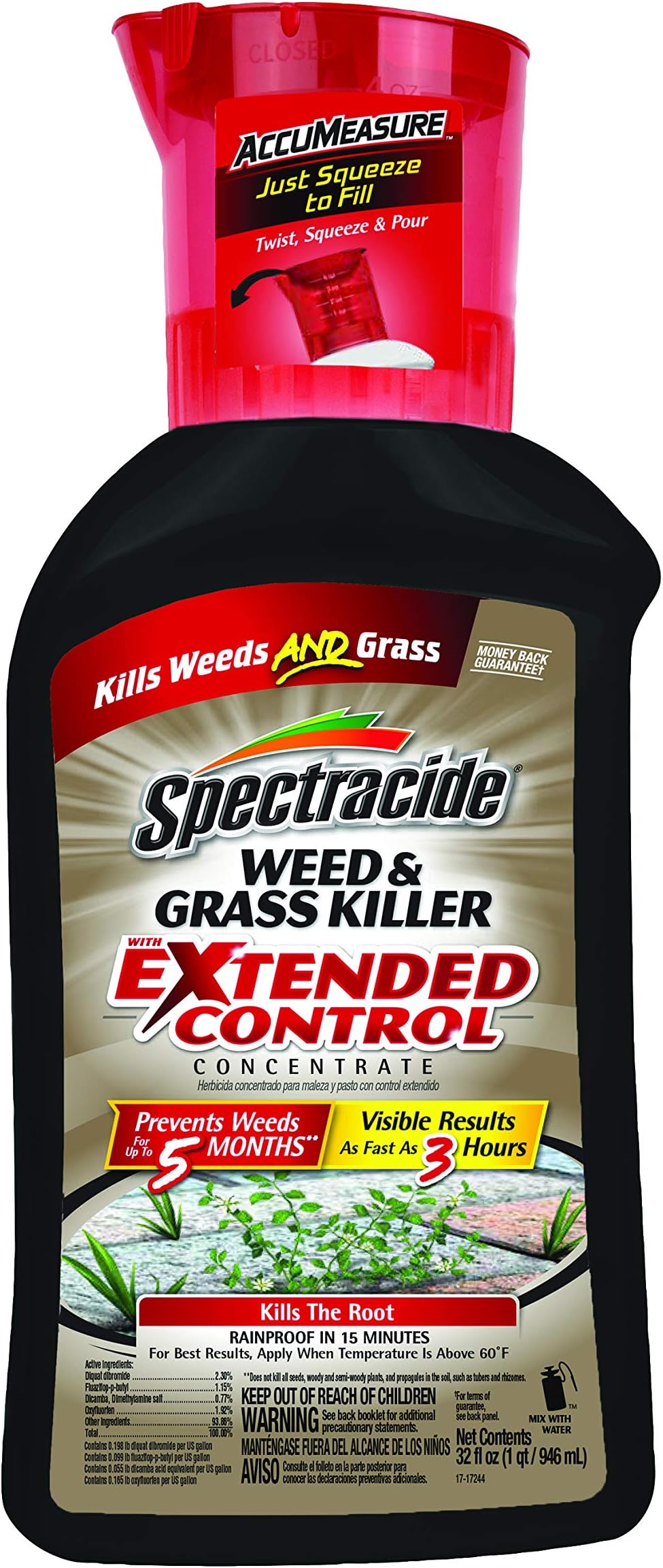 Spectracide Weed and Grass Killer with Extended Control Concentrate, 32 Ounces, with Accumeasure System