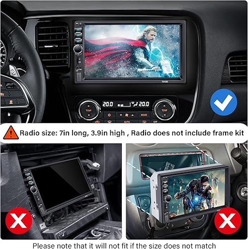 Miniatura 6 de Estéreo de auto doble DIN con micrófono de cámara de respaldo, pantalla táctil de 7 pies, radio de 2 DIN, reproductor de MP5, receptores de audio