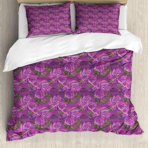Miniatura 41 de Ambesonne Synthwave Duvet Cover Set, Abstract Halftone Inspired Dos with Colorful Retro Zigzags Graphic, Decorative 3 Piece Bedding Set with 2
