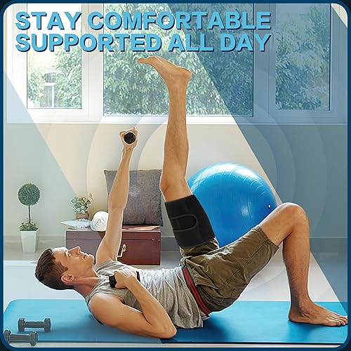 Miniatura 10 de Hiball Soporte ajustable para muslo, envoltura de compresión de isquiotibiales, manga de compresión de muslo, soporte de pierna cuádruple y superior