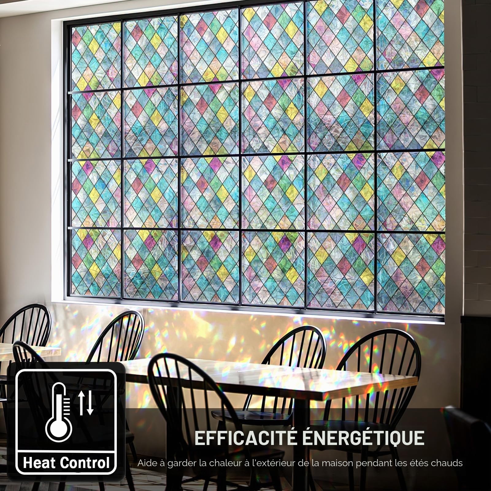 Film Fenêtre Anti Regard en Arc-en-Ciel, Bon Intimité, 90x300cm | Film Fenetre Anti Regard , Film Fenêtre Electrostatique, Anti UV, Film Occultant Fenêtre pour Chambre, Salon, Cuisine