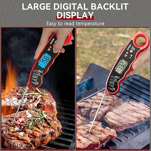Miniatura 7 de Termómetro digital para carne, termómetro de carne de lectura instantánea, termómetro de alimentos para parrilla y cocina con luz de fondo