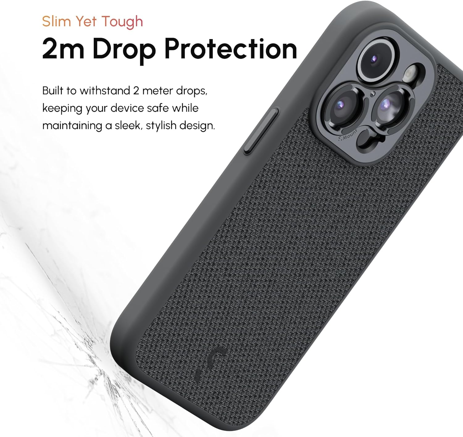 ShiftCam Fabric Camera Case Compatible with iPhone 15 | Built-in Lens Mount | Magnetic-Case | Shoot Stunning Photos Instantly (iPhone 15 Series, iPhone 15 Pro Max) Dark Grey