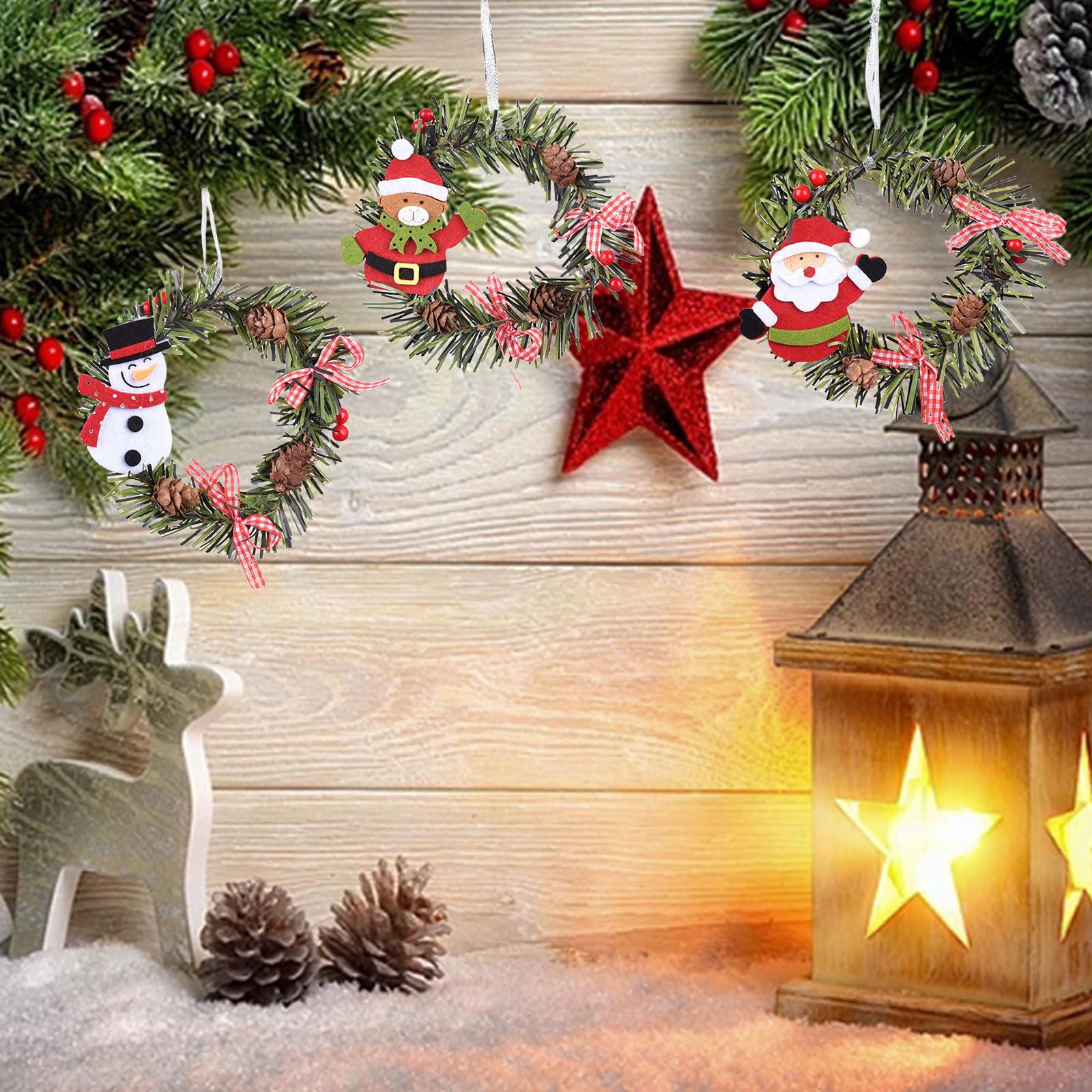 Amazon.co.jp: クリスマスリース 15cm 3個セット クリスマス飾り