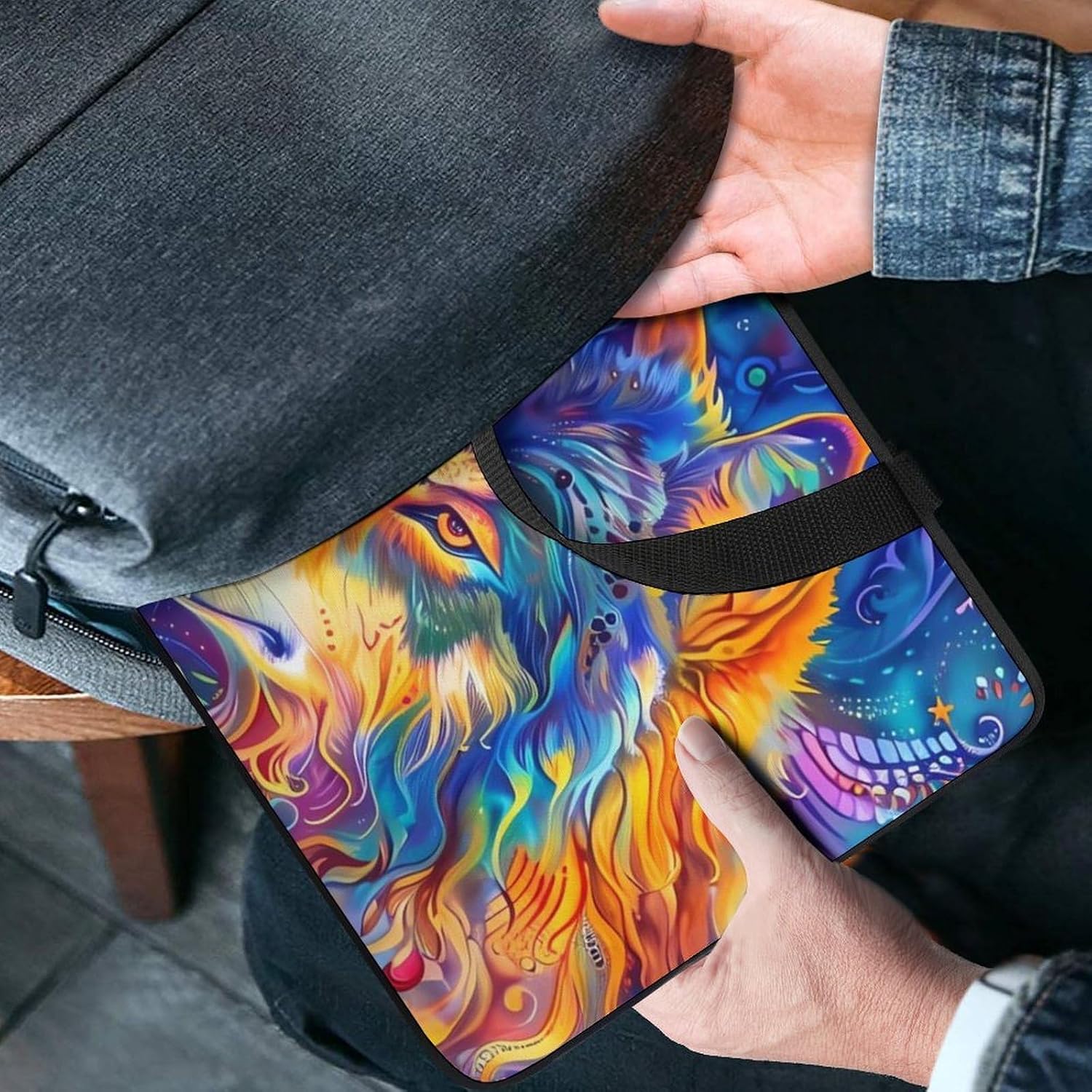 Psychedelic Galaxy Wolf Funny Laptop Bag Computer Case Lightweight Work Bags Briefcase Handbags for Women Men image 2