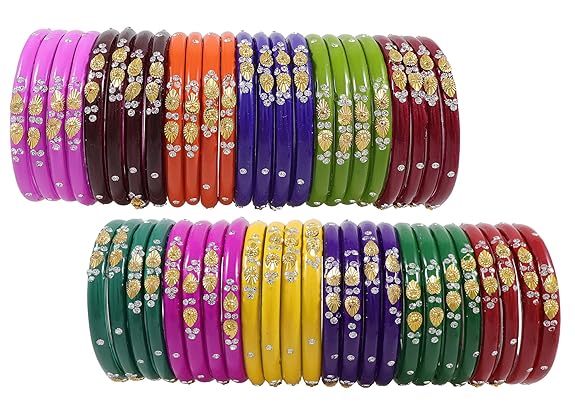 ZULKA Glass Bangles for Womens & Girls (Pack of 48)