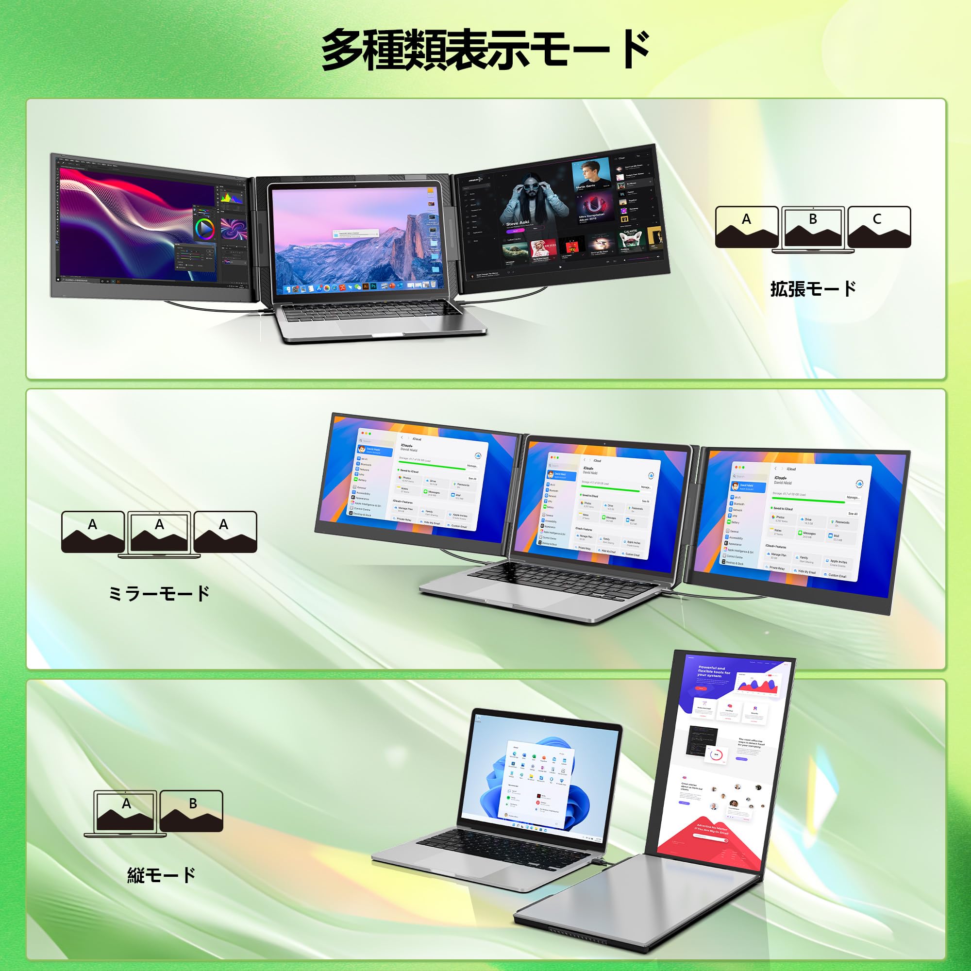 Amazon.co.jp: Laptomo トリプルモニター 15.6インチ FHD 1080P IPS