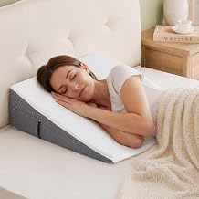 Basic 7.5" Bed Wedge Pillow for Sleeping After Surgery, White | Reduce Acid Reflux Sleep Apnea GERD & Snoring, Provide Back Support and Leg Elevation, Memory Foam Triangle Incline Wedge