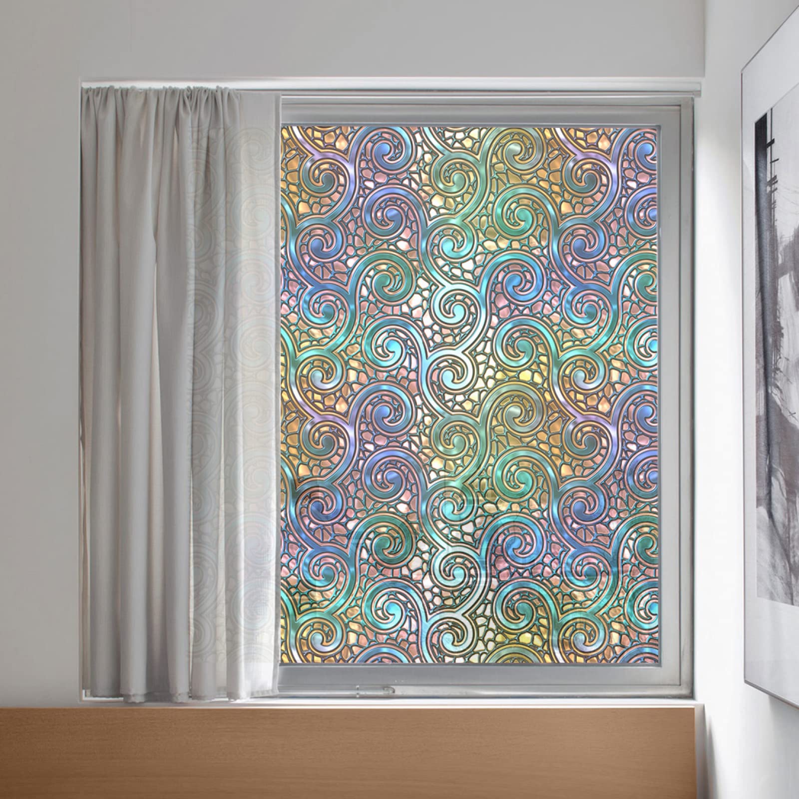 Pellicola per vetri oscurante,Pellicola privacy finestre,anti-peeping,Autoadesive,Anti-UV,retrò colorato ,Ideale per Ufficio Camera da Letto Sala(60cmx200cm)