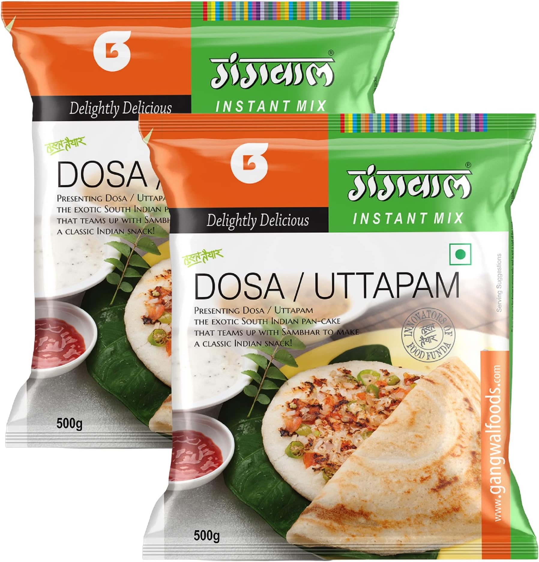 Gangwal Dosa Mix 500g Pack Of 2 | Instant Dosa/Uttapam Batter | Traditional South Indian Breakfast | Ready in Minutes | 100% Natural | No Preservatives | Easy to Cook