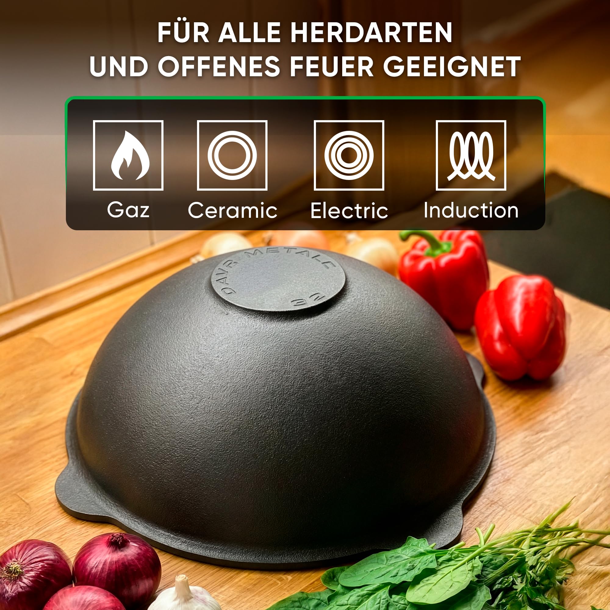 ZARENHOFF Utschak Feuerofen Ø40 cm + Gusseisen Kasan 12 l flacher Boden