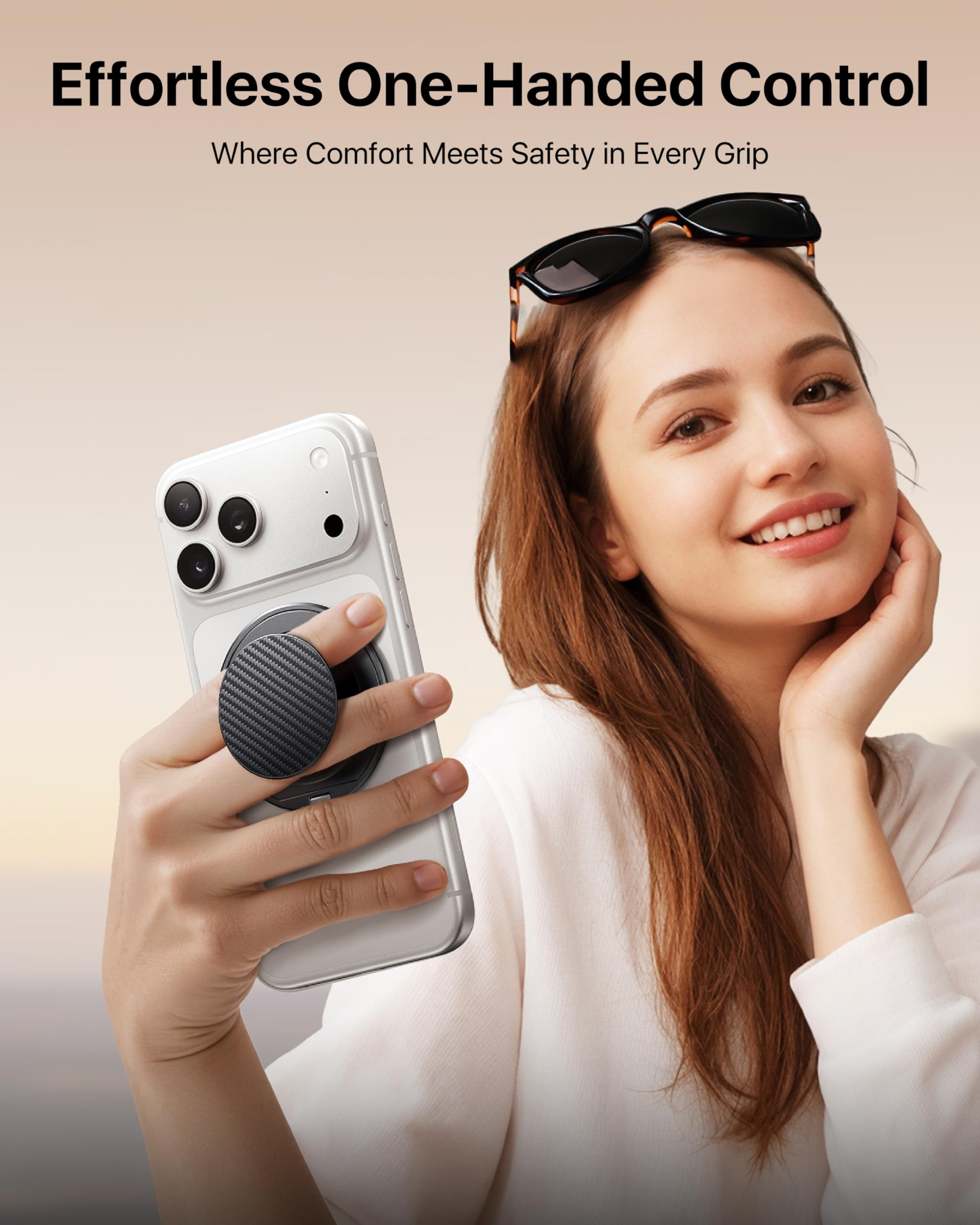 andobil [2026 Ultra-sottile] Impugnatura magnetica per telefono [rotazione a 360°] Supporto magnetico ad anello per cellulare e cavalletto