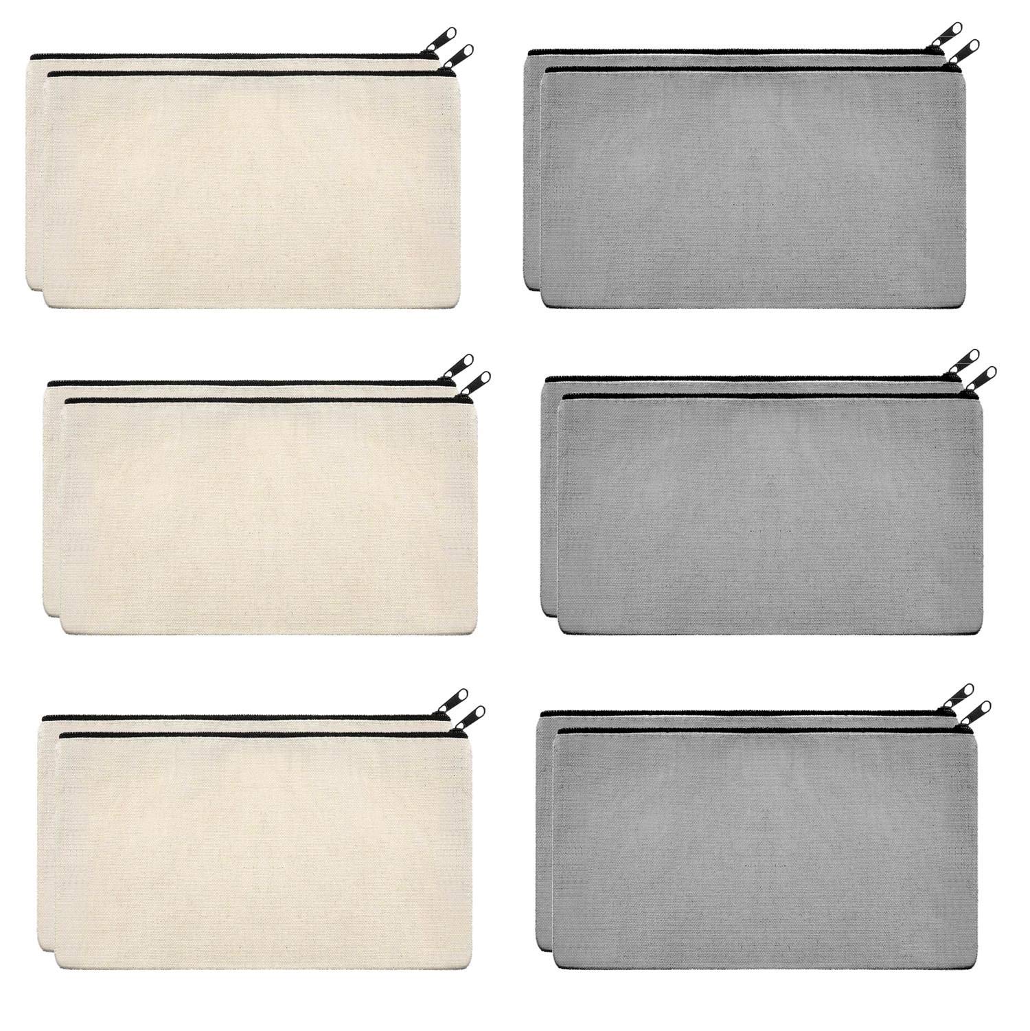 Lify DIY Craft Blank Bag Canvas Makeup Pencil Pouch with Zipper- Multipurpose Pen Pencil Case Cotton Canvas Cosmetic Bag Travel Cosmetic Bag, Stylish and Durable Pouch with Zipper -12 Piece Pack (B08FBG61YW) Amazon Price History, Amazon Price Tracker