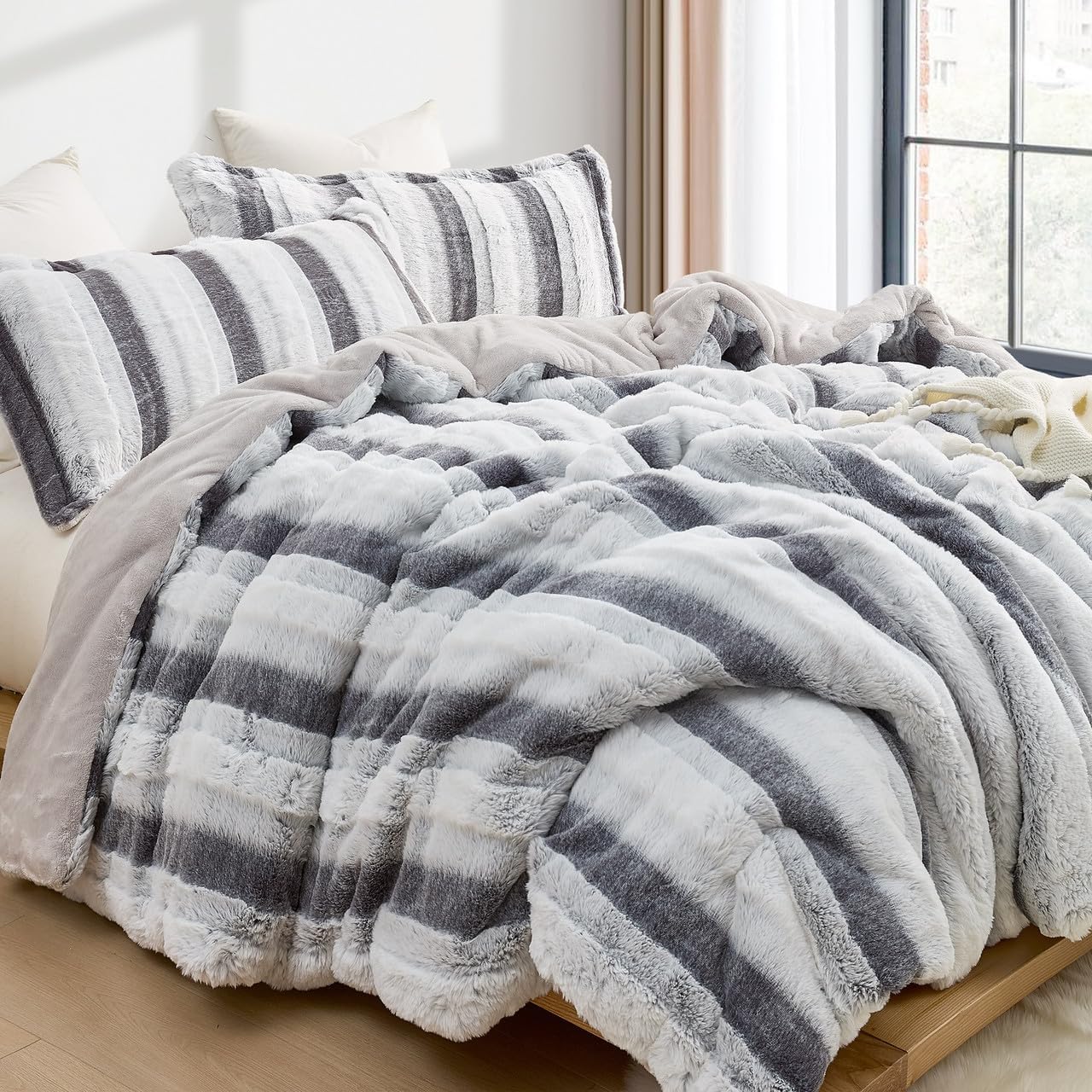 Byourbed Layers on Layers Chunky Bunny - Coma Inducer® Oversized Queen Comforter Set - Gray Nightfall Navy