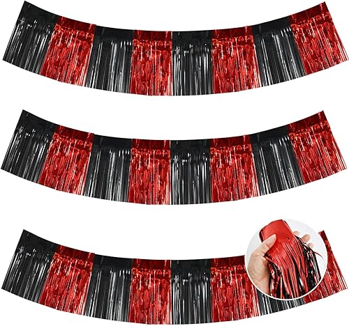 Miniatura 33 de BEISHIDA 3 Paquetes de Guirnalda de Flecos de Lámina Metálica Arcoíris Oscuro para Colgar en la Pared, Banderas de Oropiel para Halloween, Flotas