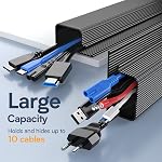 Delamu 62.8in Cable Management Under Desk, 4X15.7in Cable Cord Organizer, Computer Desk Cable Management Tray Wire Organizer, No-Drill Self Adhesive Cable Concealer Raceway for Office & Home, Black