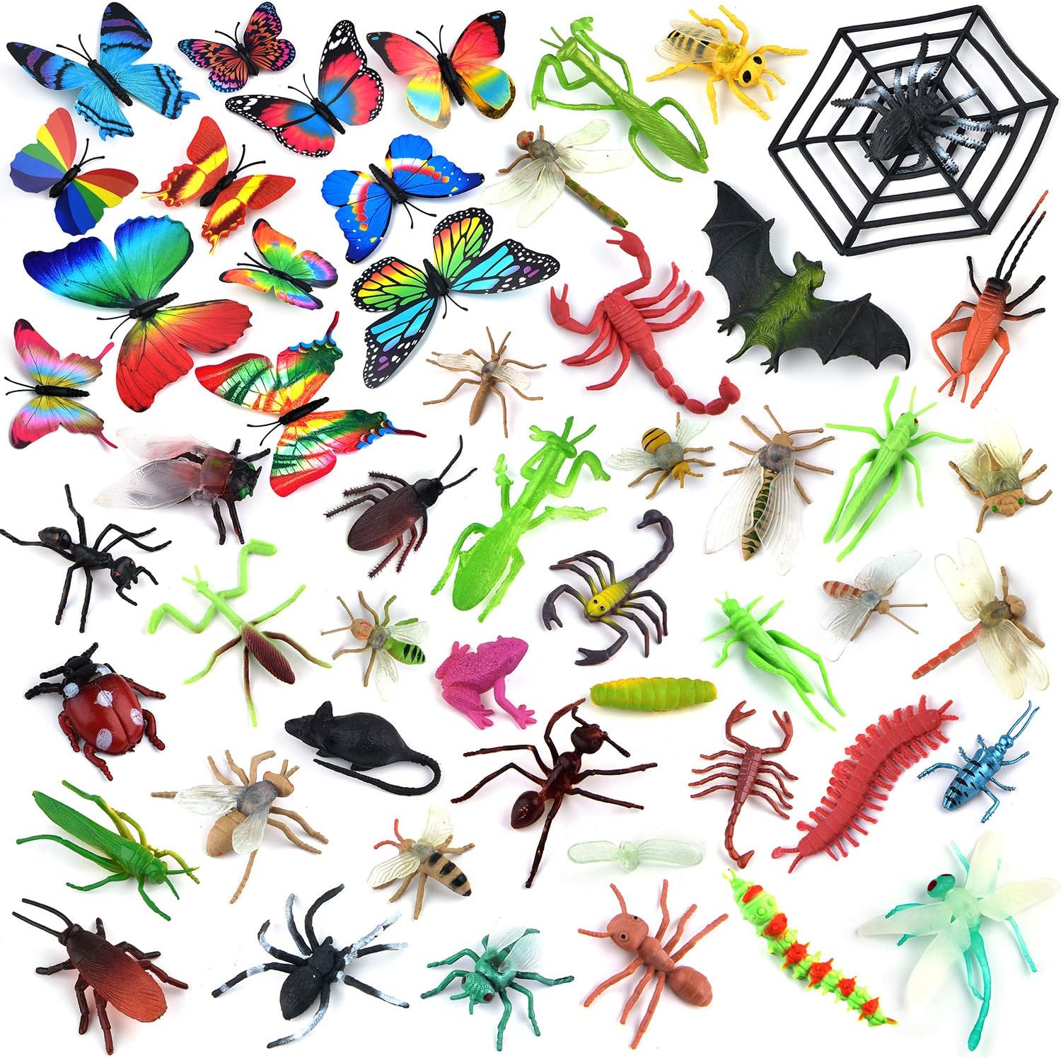 Coopay 51 Pieces Plastic Insect Assorted Insect Bugs Includes Multicolored Lifelike