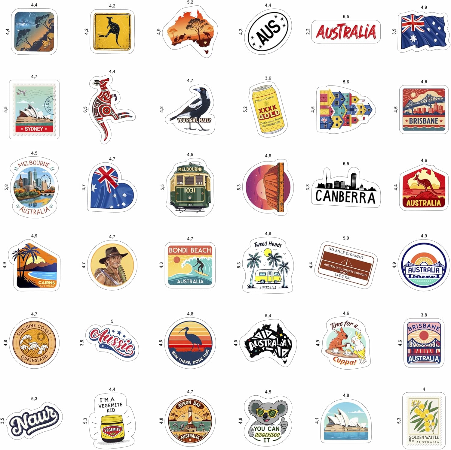 100Pcs Australia Stickers for Luggage, Water Bottle - Australian Stickers and Decals- Australia Party Supplies - Gift for Women & Men - Image 3