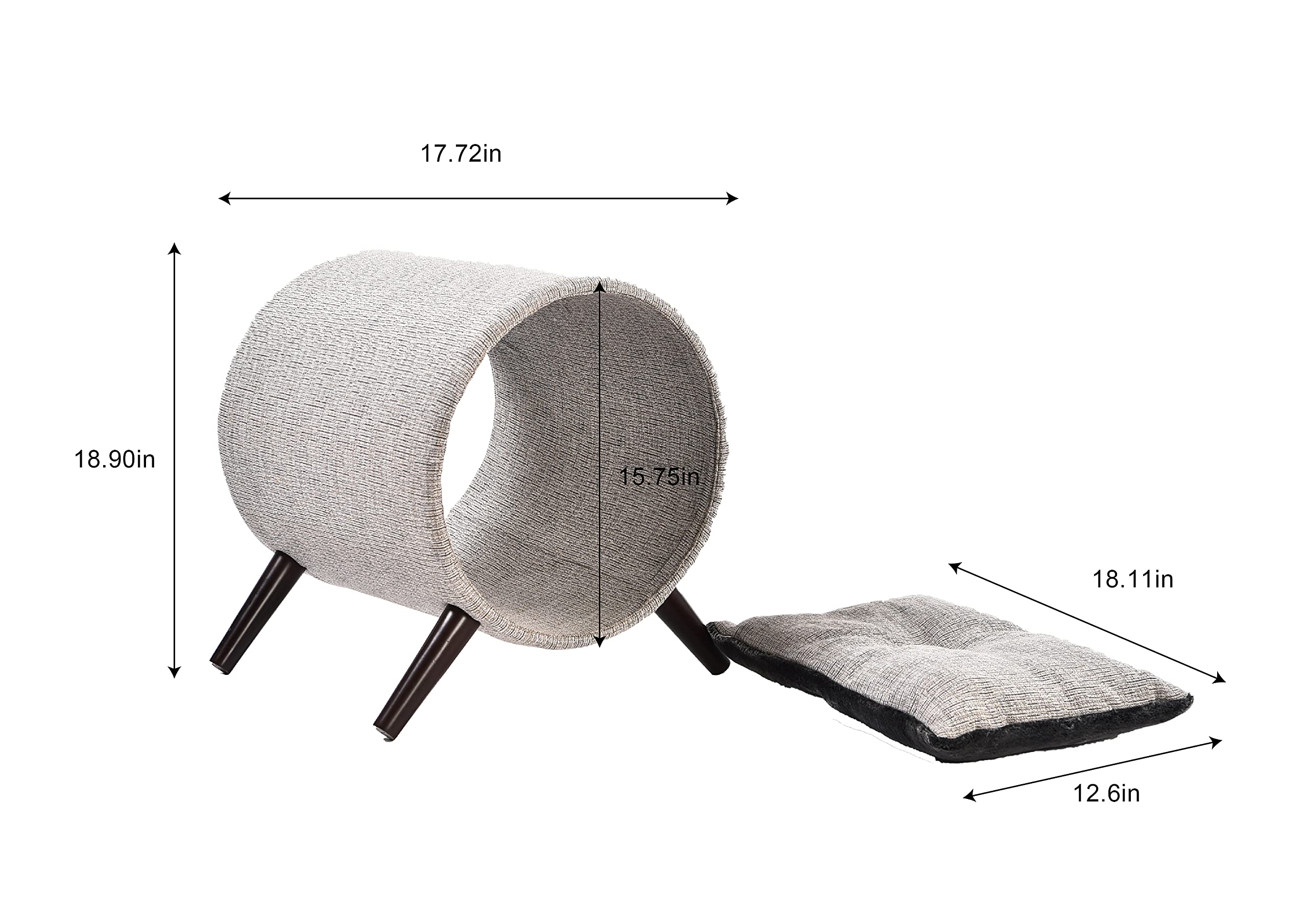 Buy Cat Craft Tunnel Bed with Wooden Legs Elevated Cat Tunnel Features Plush Bed Inside for