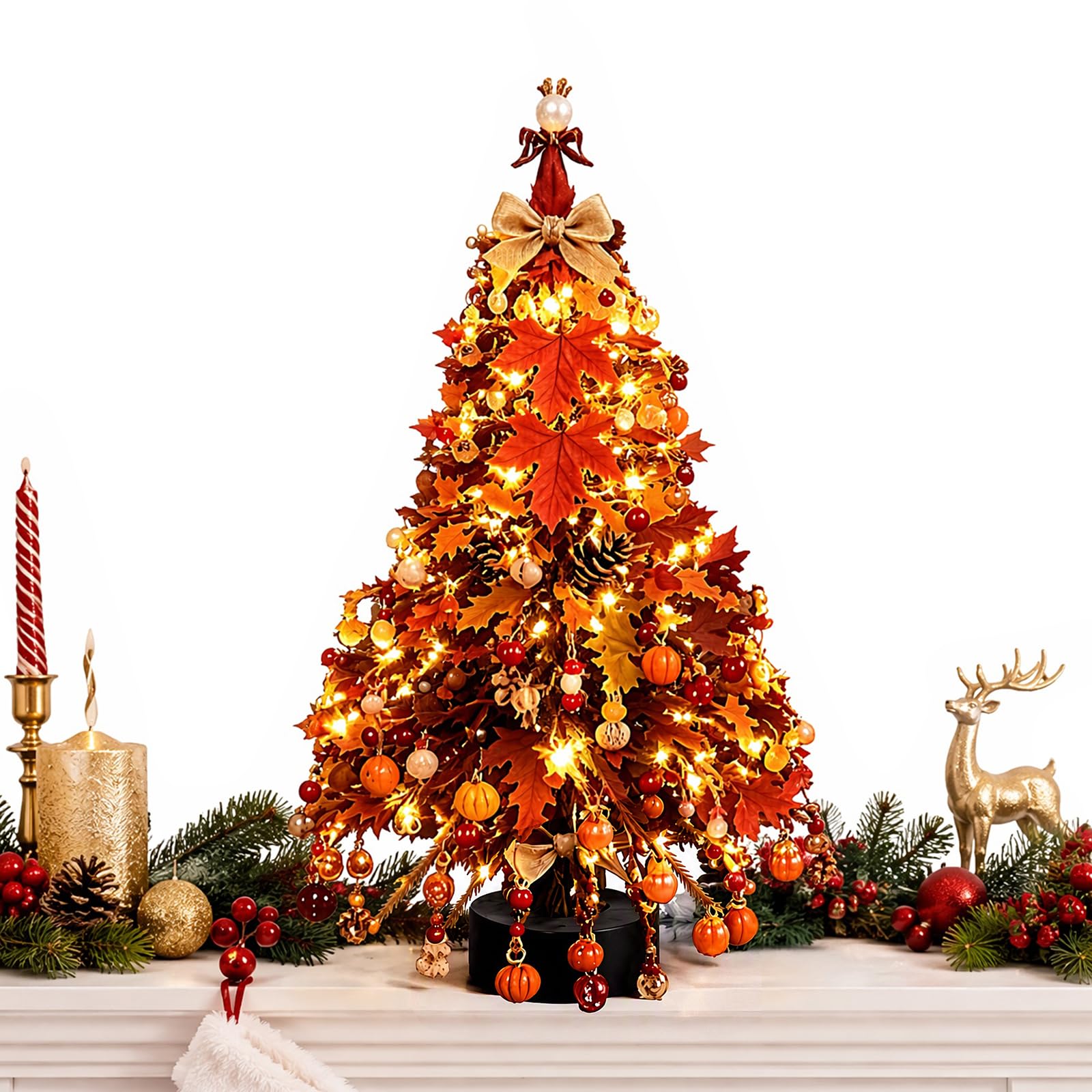 DIY Beaded Christmas Tree Kit with Lights, 3D Crystal Bead Craft Decor