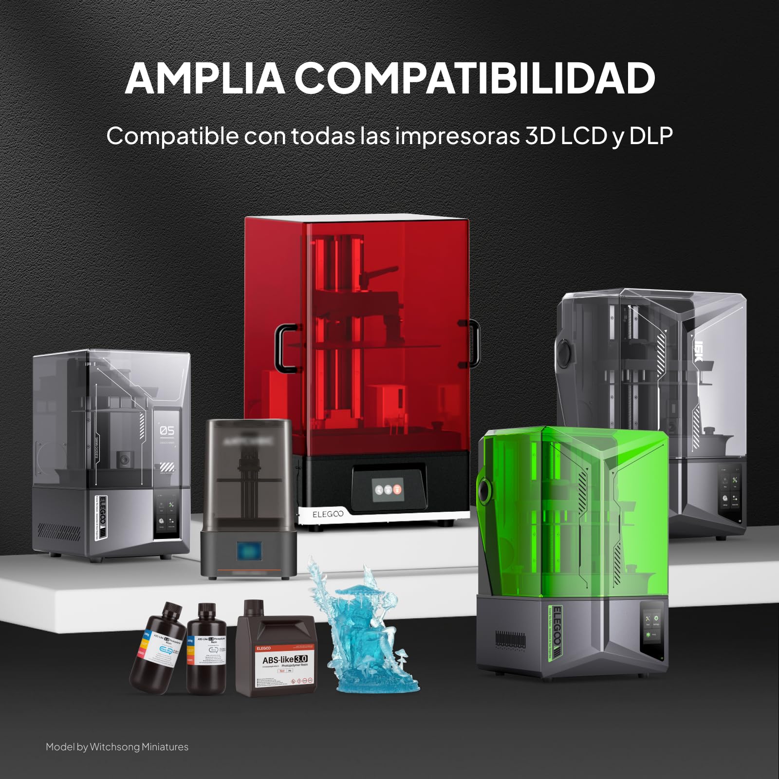 ELEGOO ABS-Like 8K Resina 3.0 para Impresión 3D LCD/DLP, UV 405nm Curado Resina ABS Rápida Fotopolímero, ABS Resin 3D Printer con Alta precisión, Baja Viscosidad, Espacio Gris 2000g